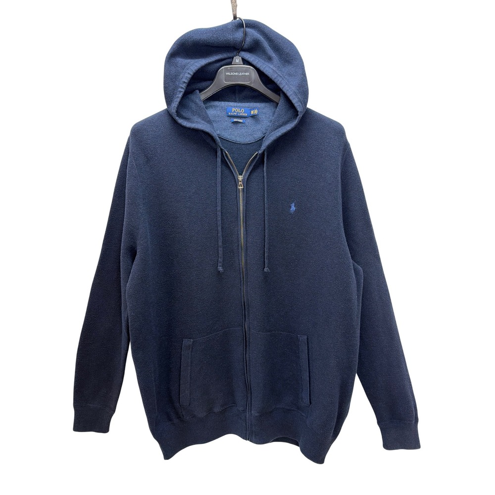 Polo Ralph Lauren Pima Cotton Waffle Knit Full Zip Hoodie Navy Blue 2XLT Tall